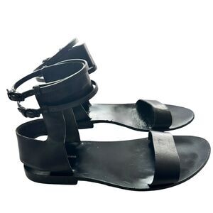 Alexander Wang Alec Ankle Cuff Black Leather flat sandals 39.5 US 8.5